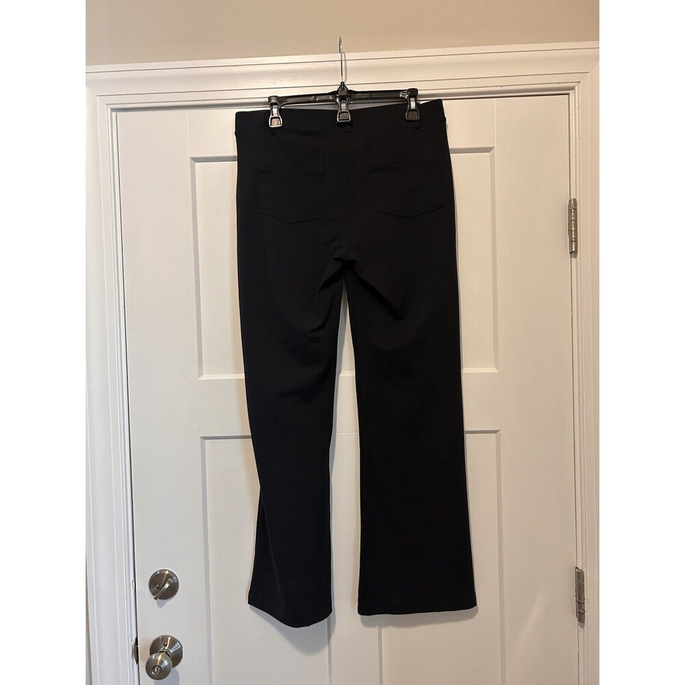 Yogipace Women  Dress Yoga Pants Black Stretchy Sz XL Reg  pocket button pull on